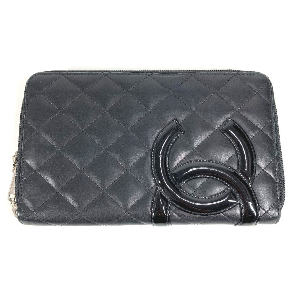CHANEL Authentic Black Leather Logo Wallet - Picture 1 of 16